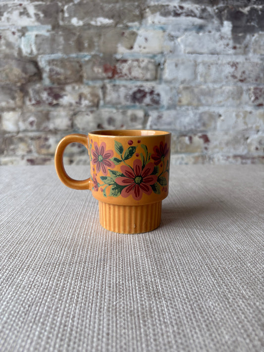 Vintage Japanese Floral Pedestal Cappuccino Cup