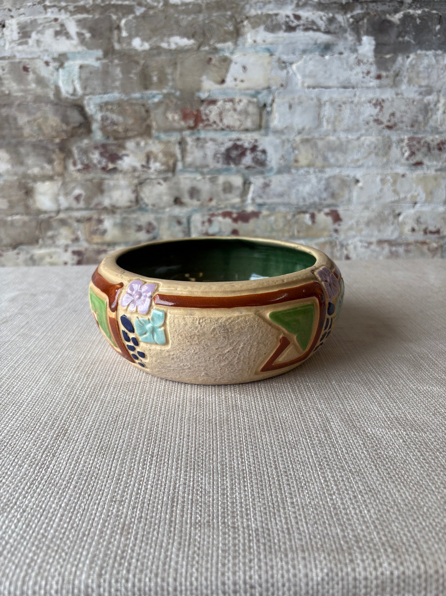 Vintage Roseville Style Art Pottery Bowl / Cachepot