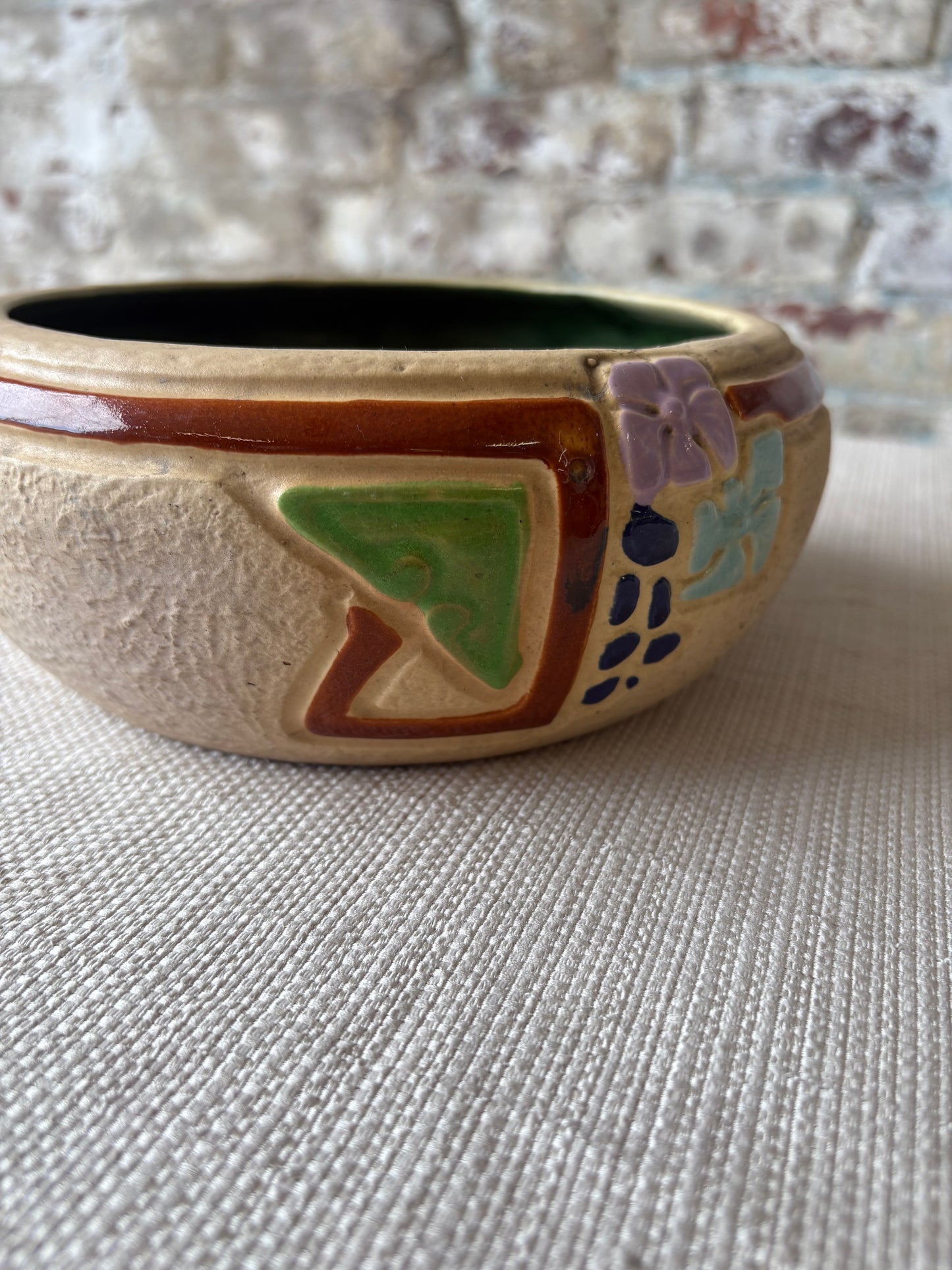 Vintage Roseville Style Art Pottery Bowl / Cachepot