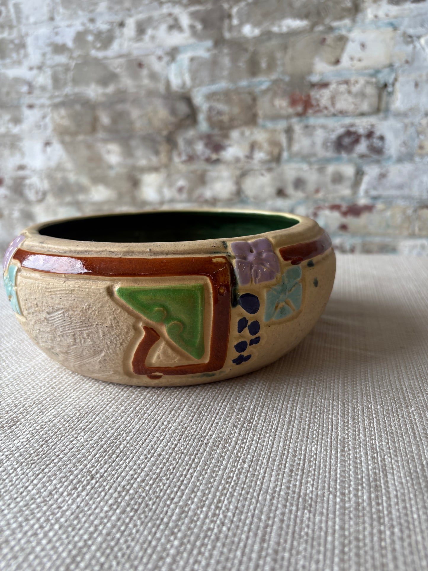 Vintage Roseville Style Art Pottery Bowl / Cachepot