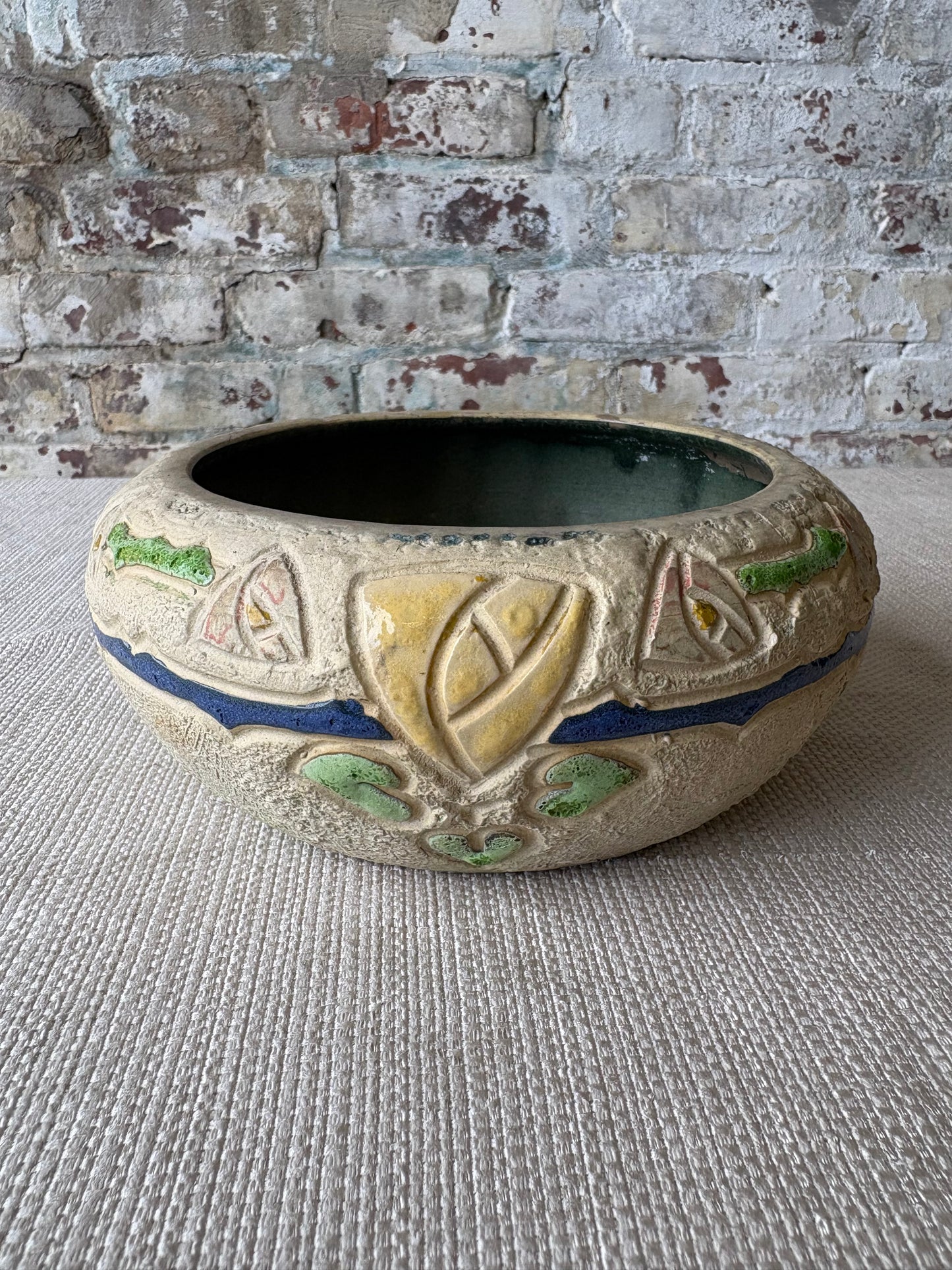 Vintage Roseville Style Art Pottery Bowl / Cachepot