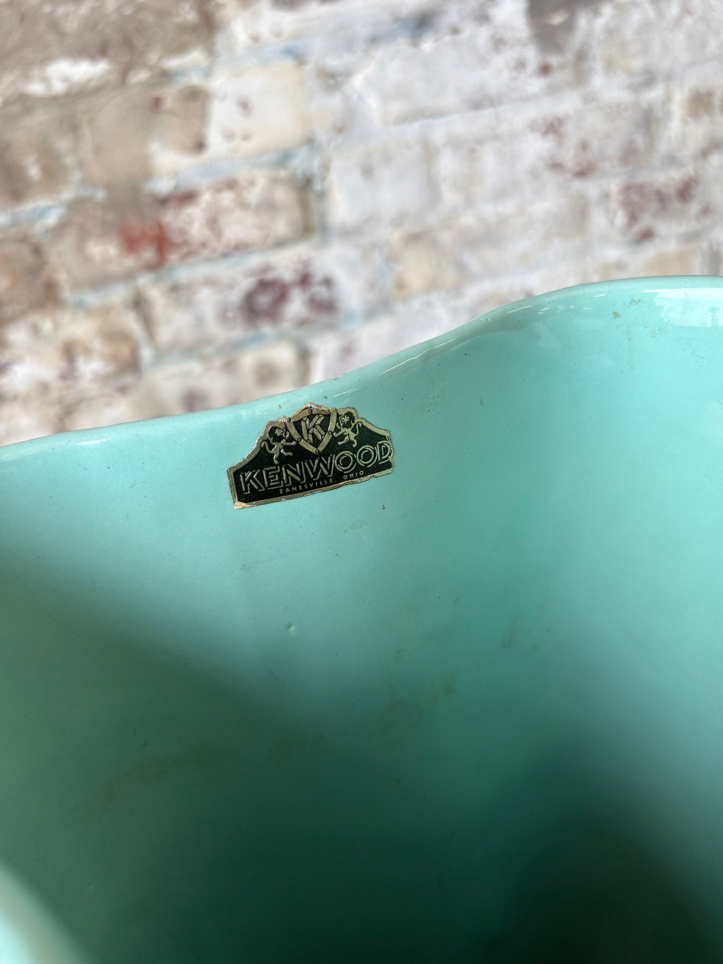 Vintage Kenwood Art Pottery Sculptural Vase – Aqua & Black Speckled Glaze