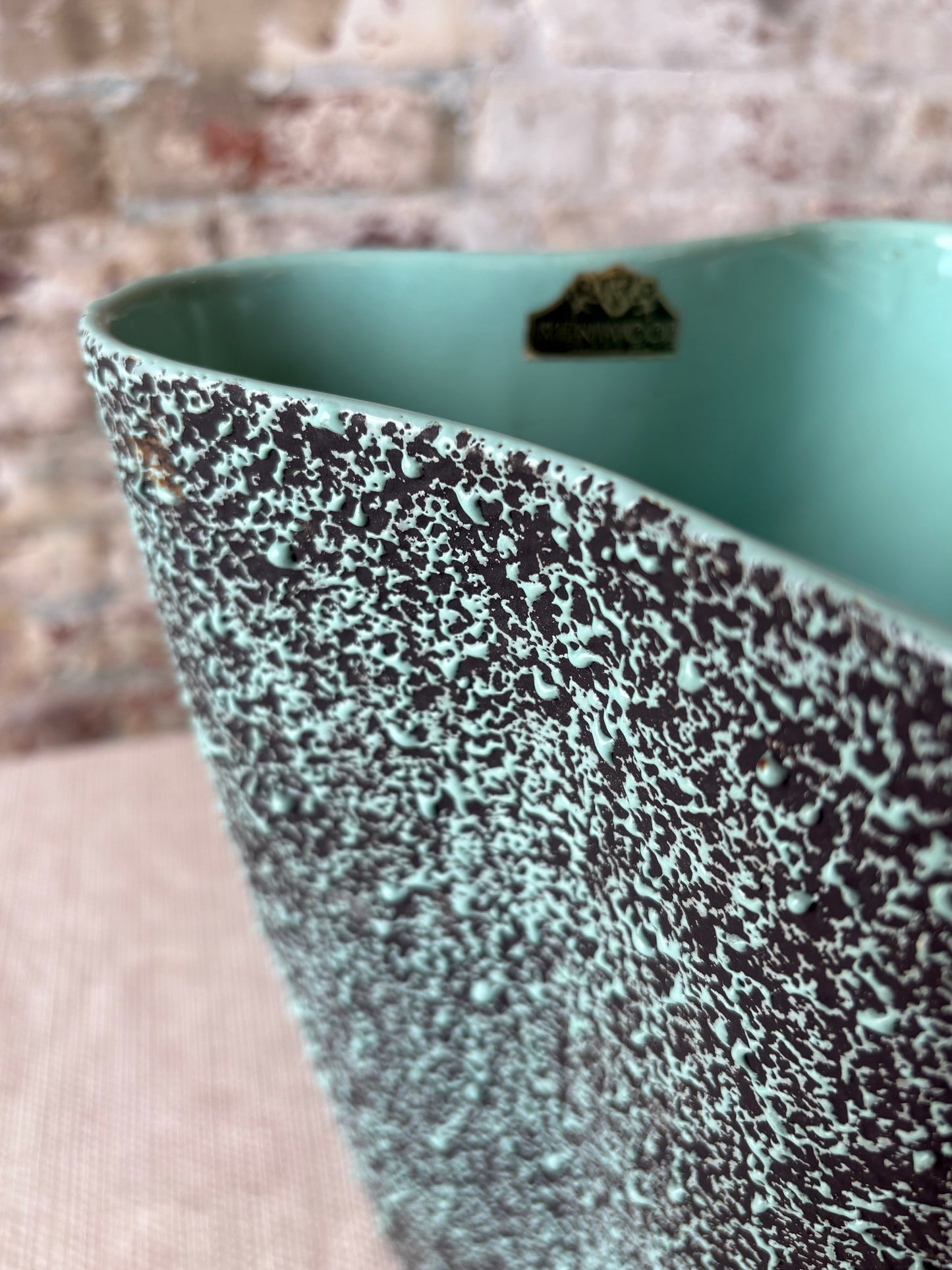 Vintage Kenwood Art Pottery Sculptural Vase – Aqua & Black Speckled Glaze