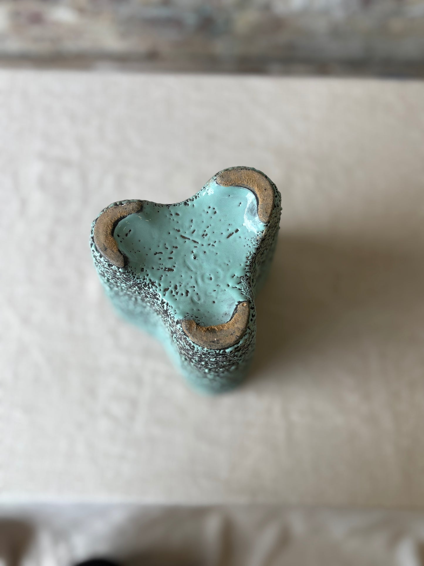 Vintage Kenwood Art Pottery Sculptural Vase – Aqua & Black Speckled Glaze