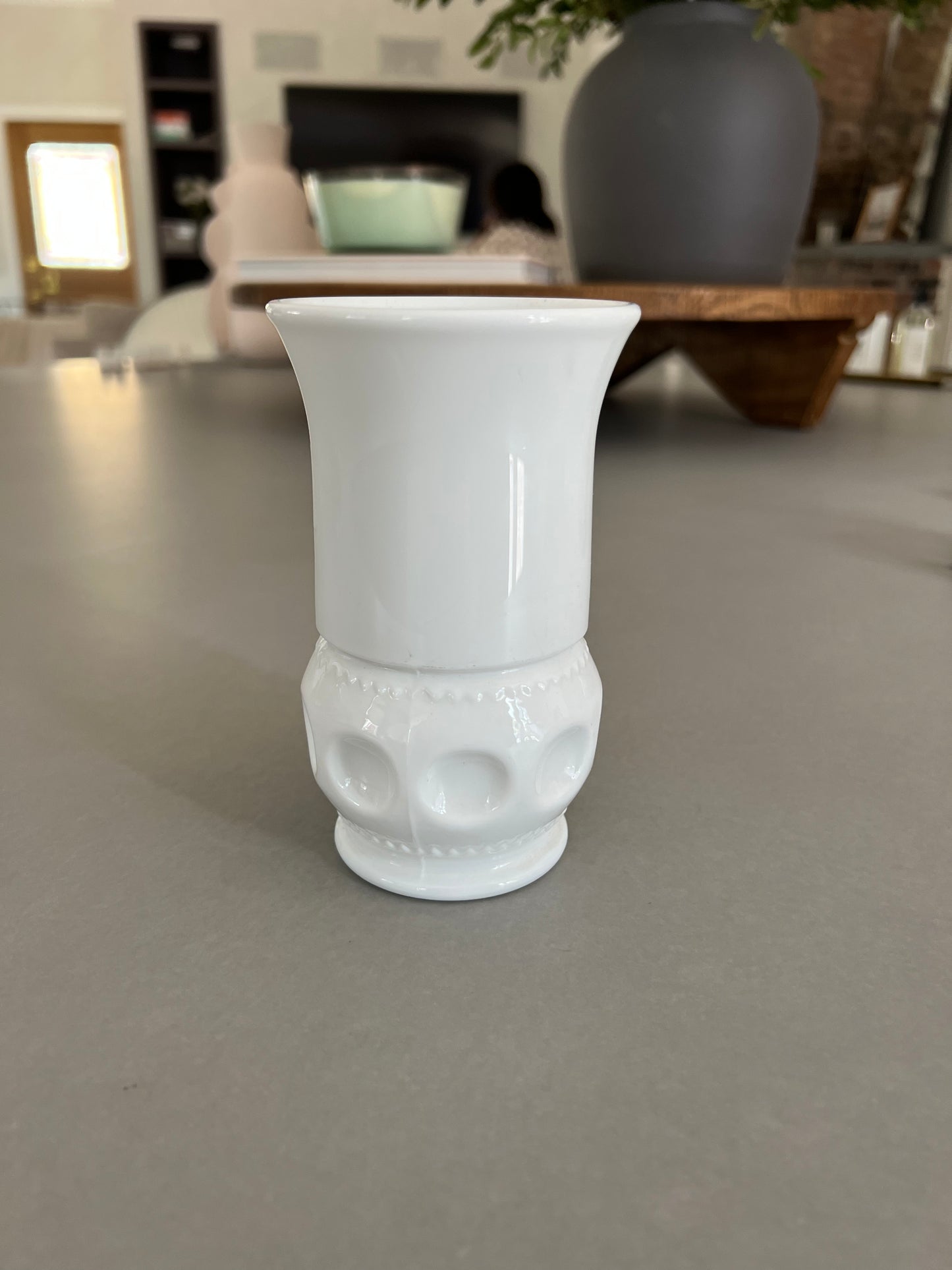 Milk Glass Thumbprint Mini Vase