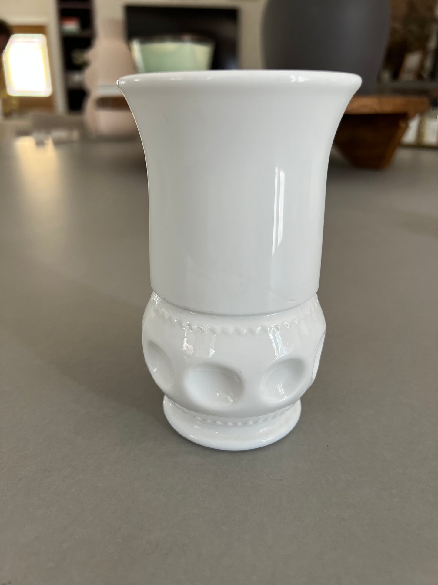 Milk Glass Thumbprint Mini Vase