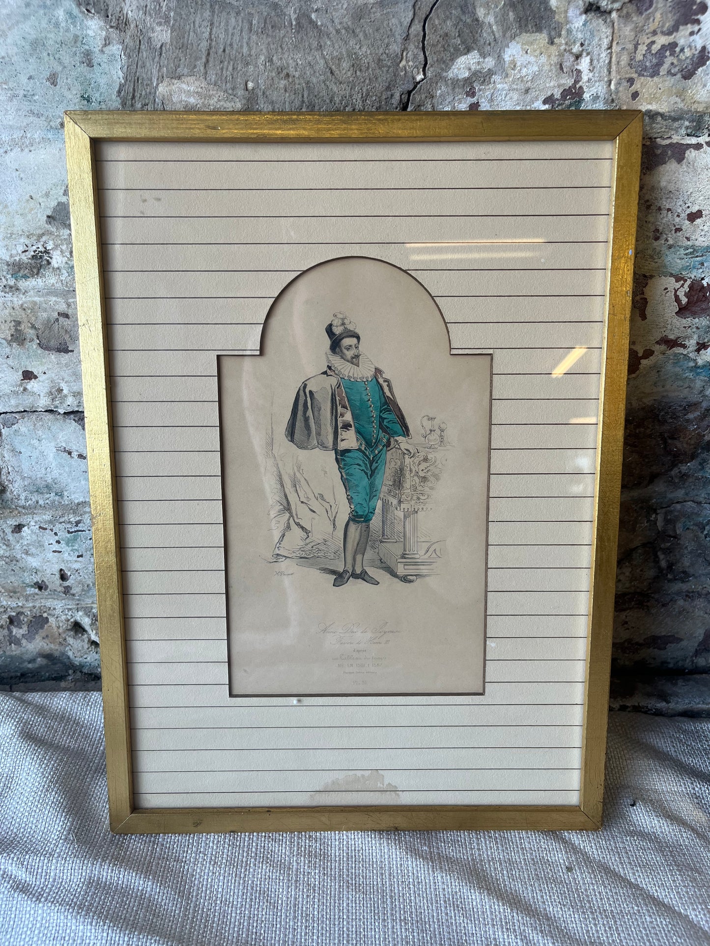 Vintage Framed Costume Prints – King & Queen – Gold Frame – Historical Fashion Art