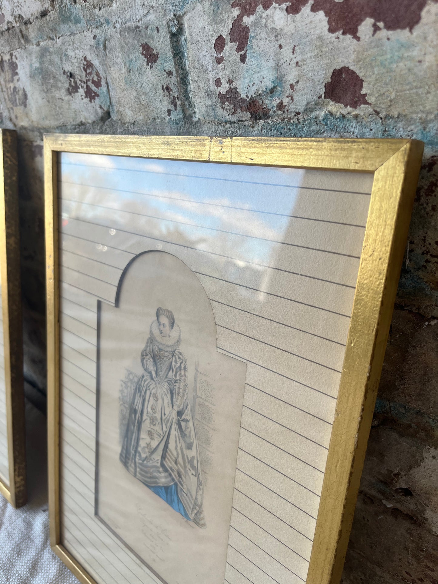 Vintage Framed Costume Prints – King & Queen – Gold Frame – Historical Fashion Art