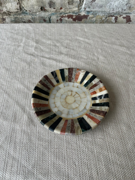 Vintage Marble Inlay Decorative Plate