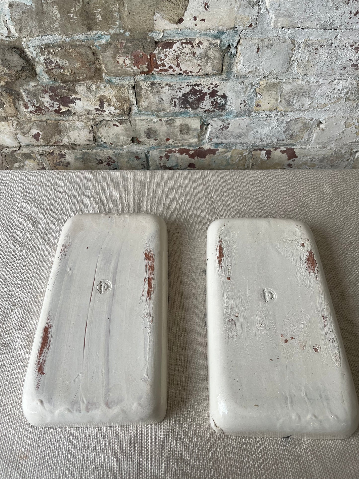 Handcrafted Ceramic Trays with Black Abstract Splatter Design