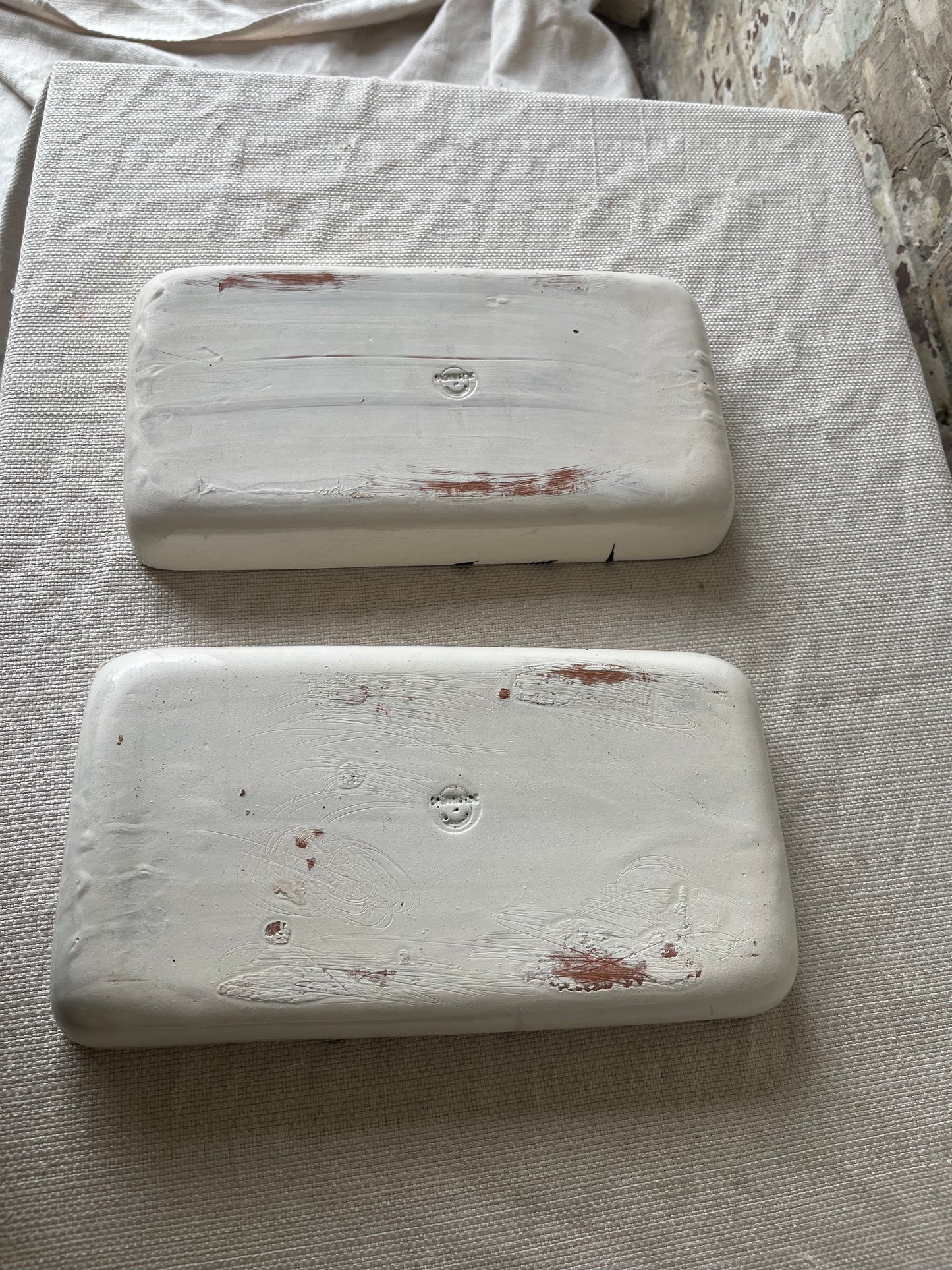 Handcrafted Ceramic Trays with Black Abstract Splatter Design