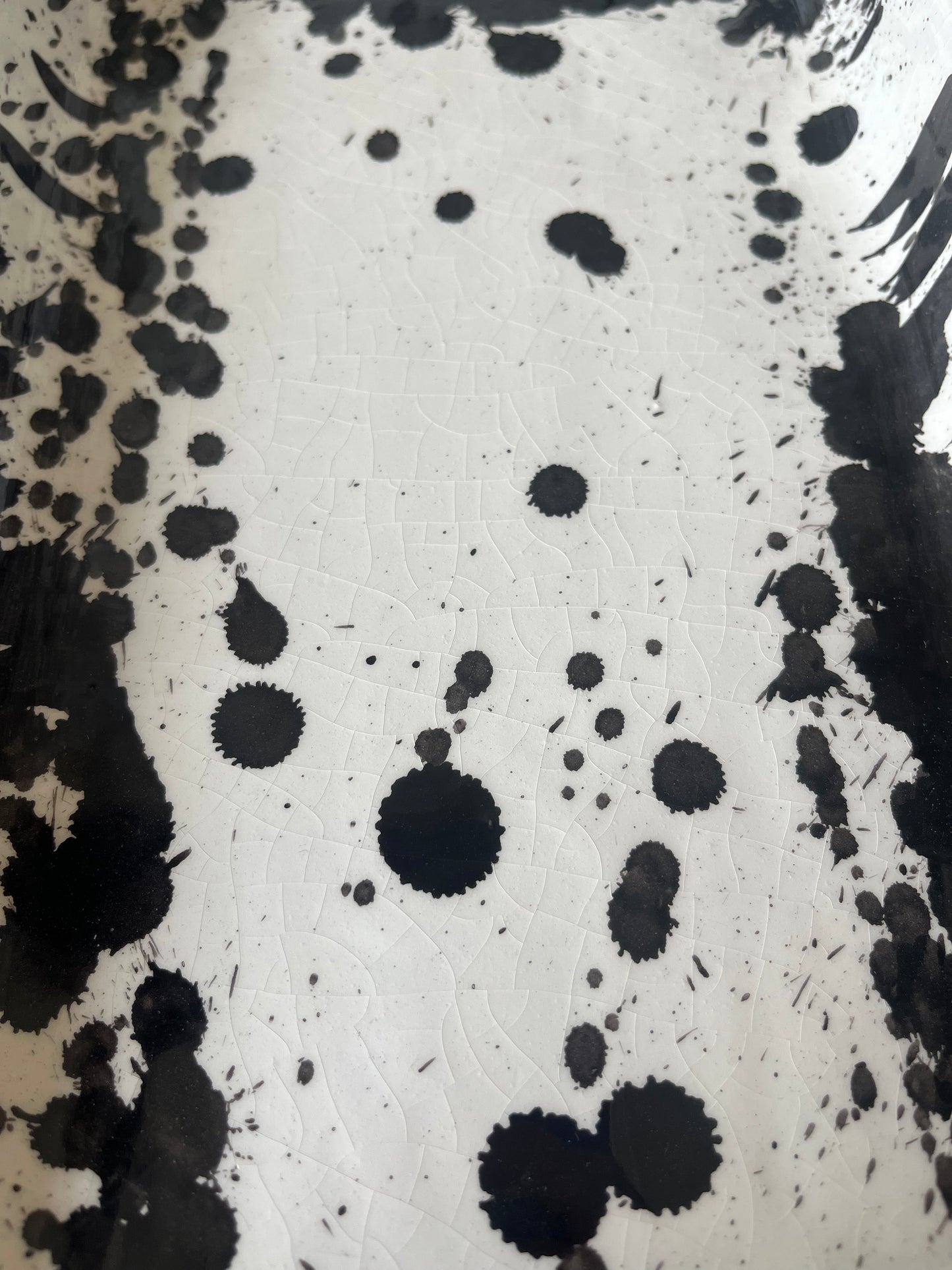 Handcrafted Ceramic Trays with Black Abstract Splatter Design