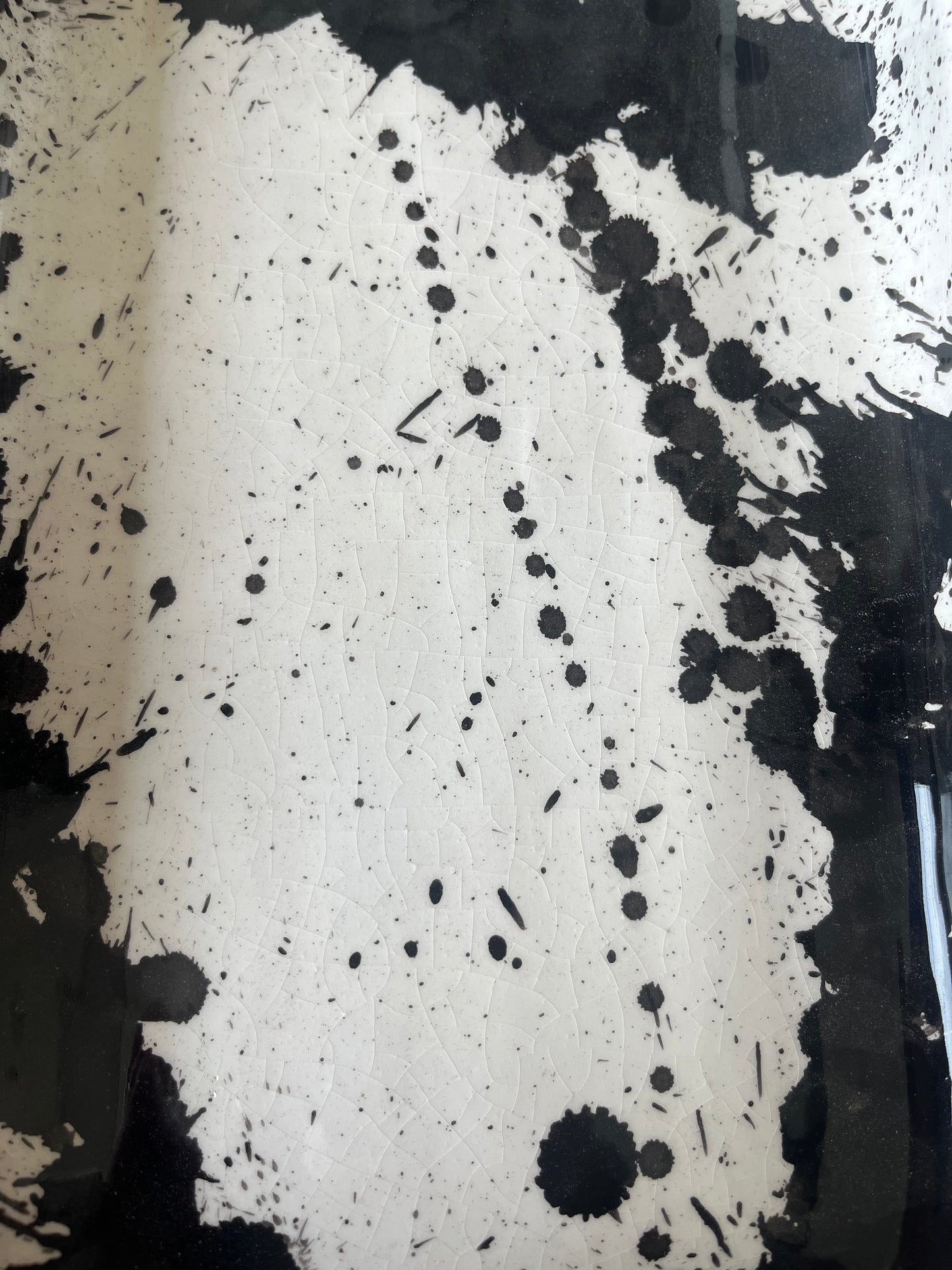 Handcrafted Ceramic Trays with Black Abstract Splatter Design
