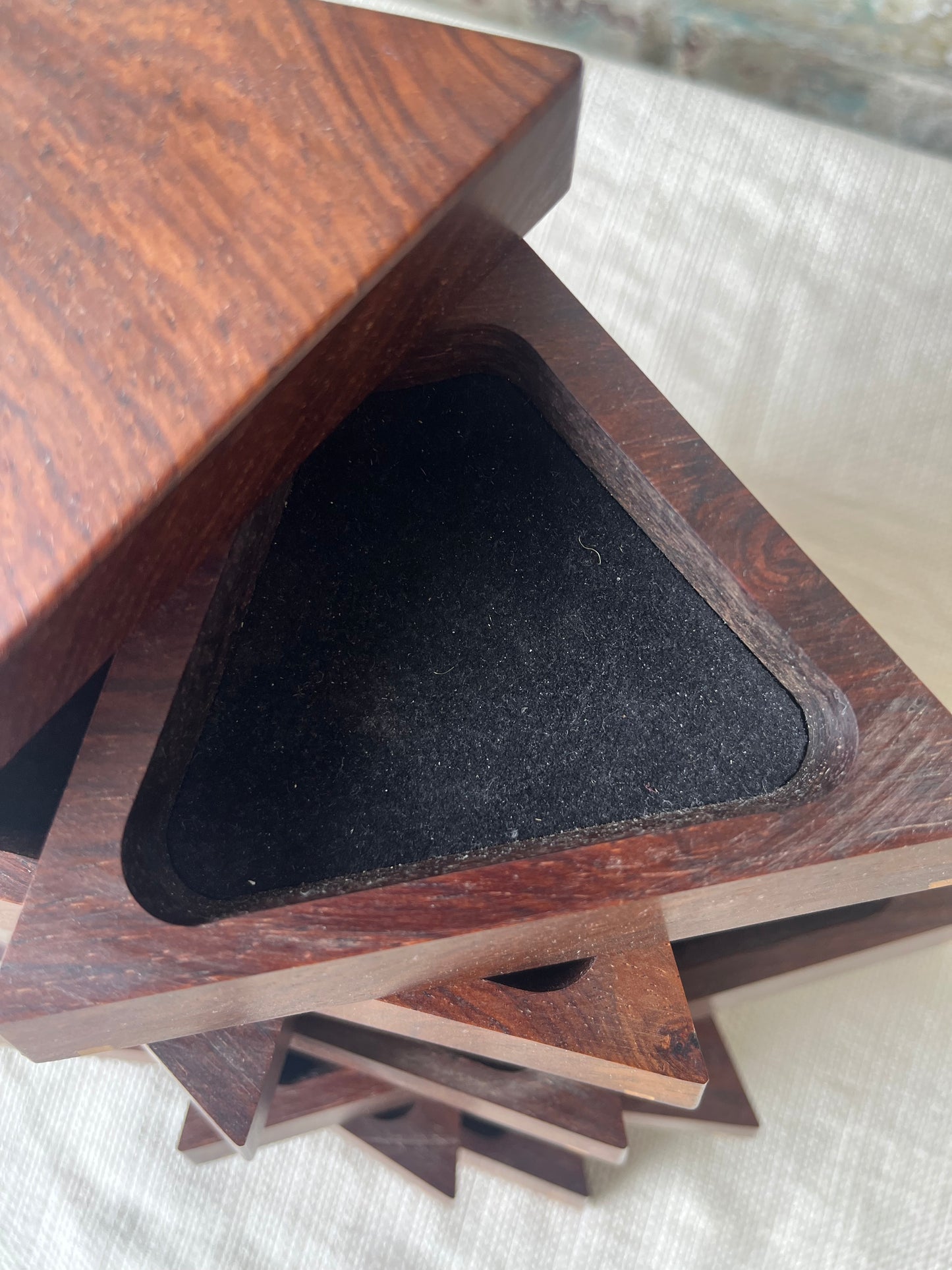 Handcrafted Wooden Pyramid Storage Box – Unique Stacking Design