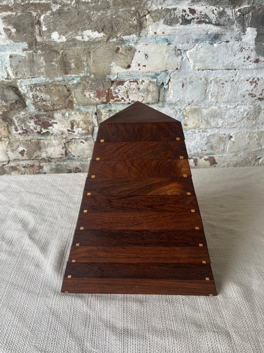 Handcrafted Wooden Pyramid Storage Box – Unique Stacking Design