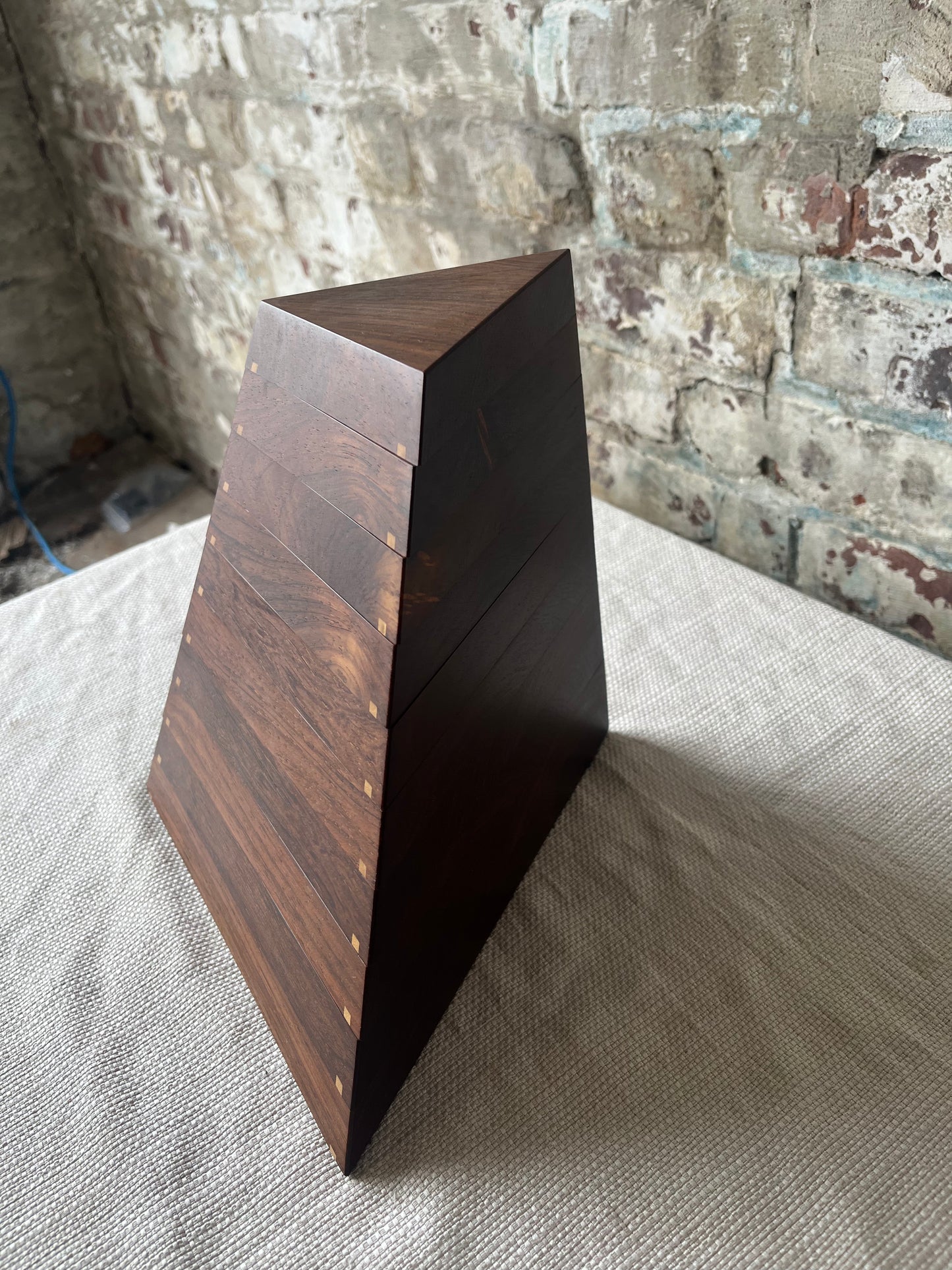 Handcrafted Wooden Pyramid Storage Box – Unique Stacking Design
