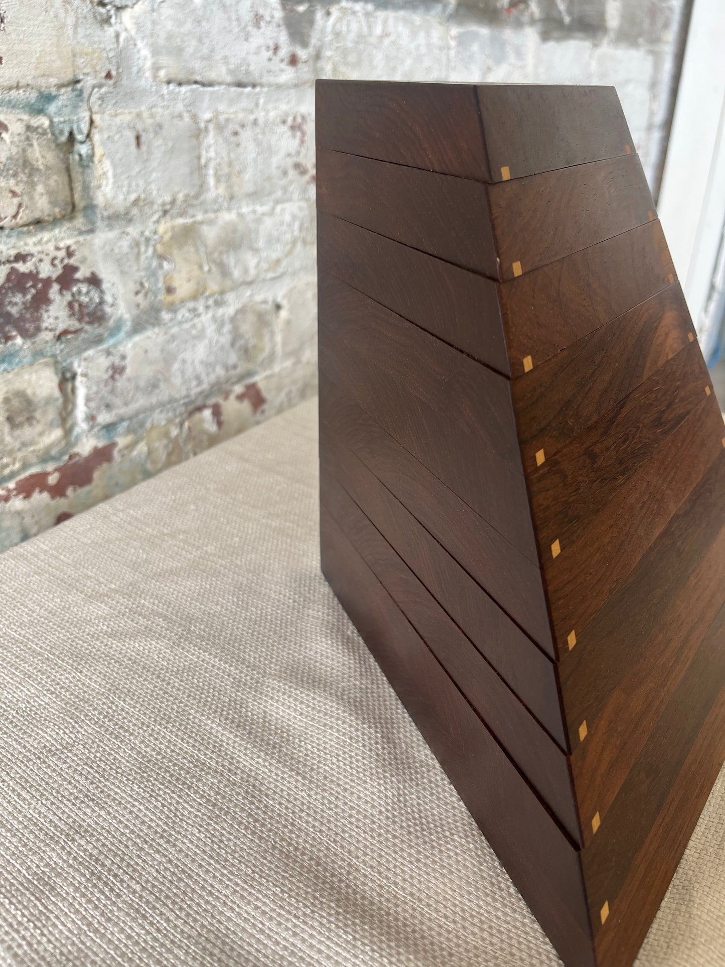 Handcrafted Wooden Pyramid Storage Box – Unique Stacking Design