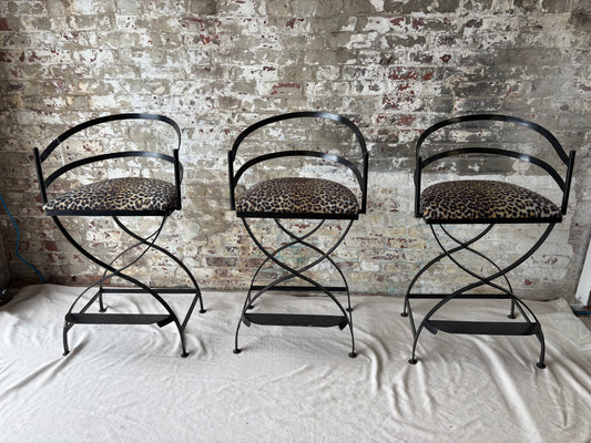 Black Iron Barstools - Set of 3