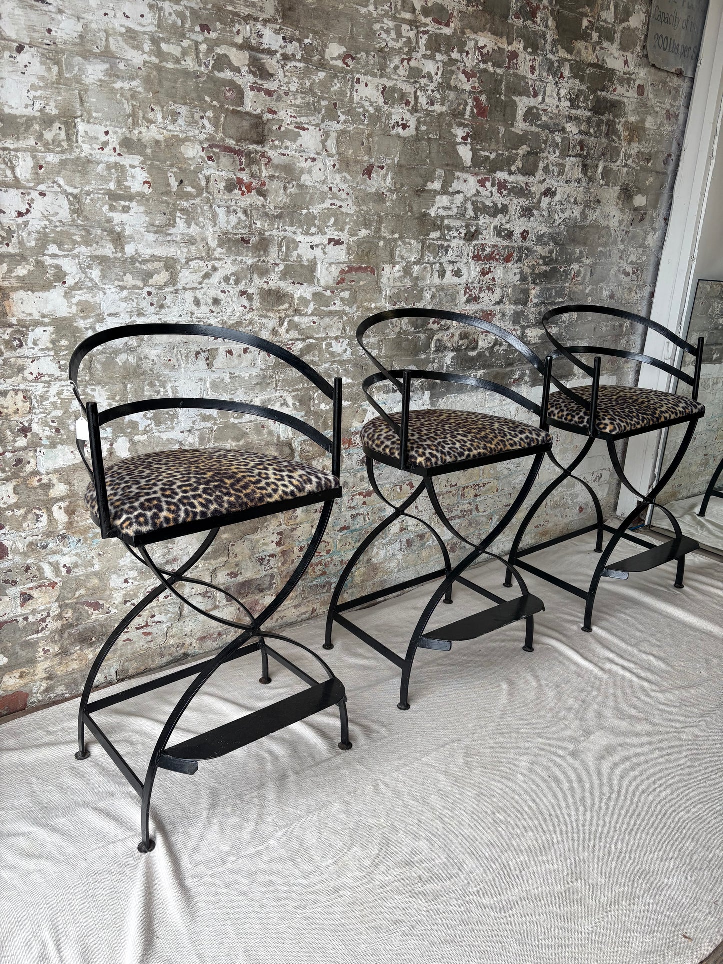 Black Iron Barstools - Set of 3