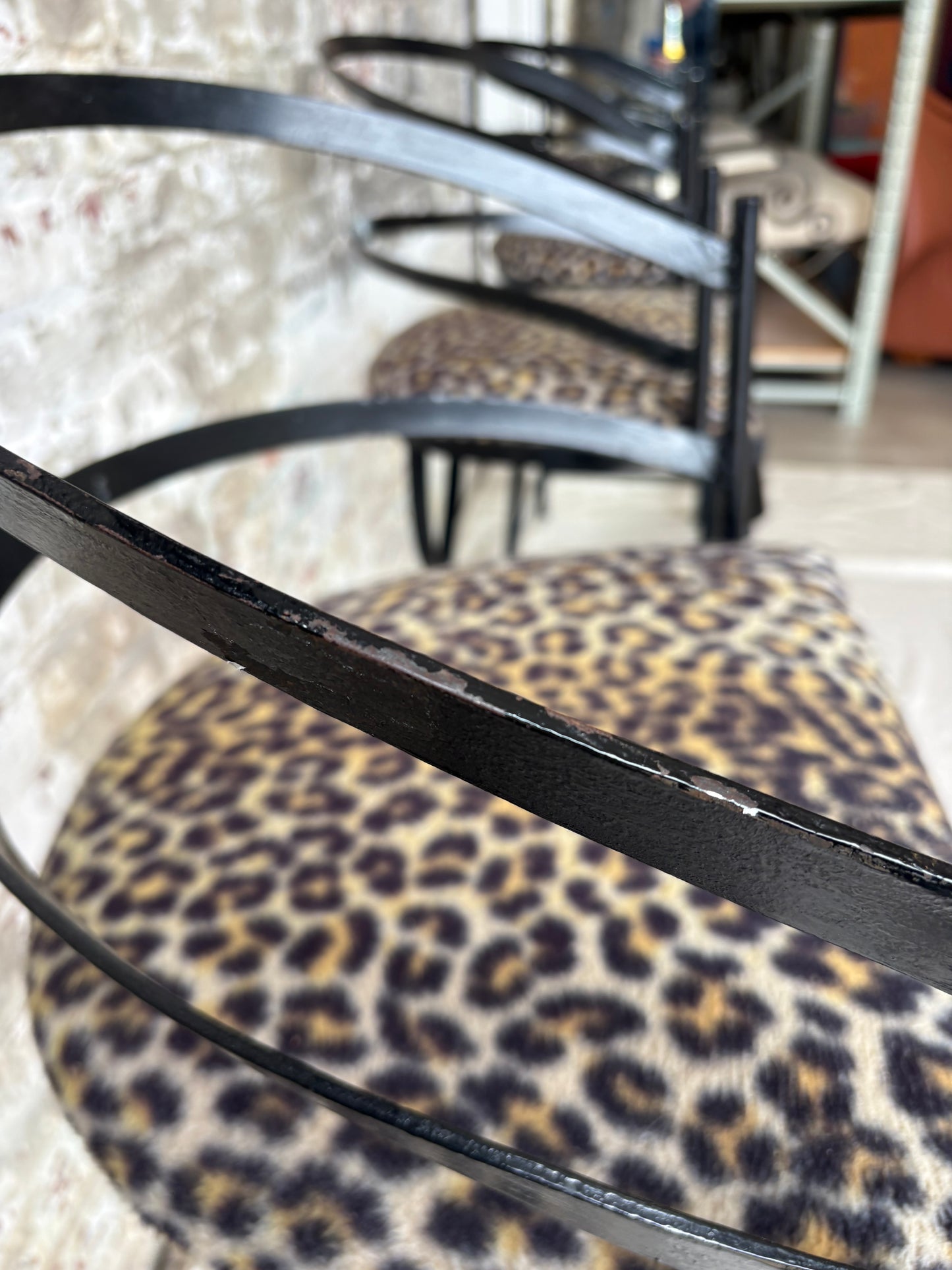 Black Iron Barstools - Set of 3