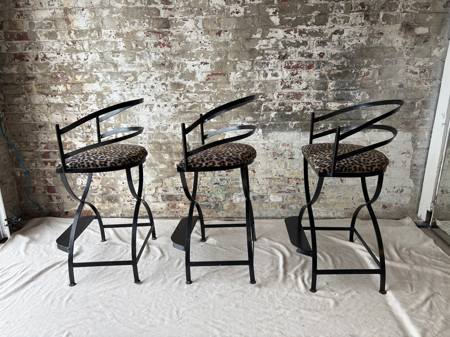 Black Iron Barstools - Set of 3