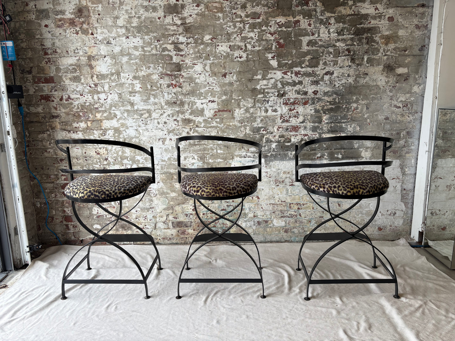 Black Iron Barstools - Set of 3