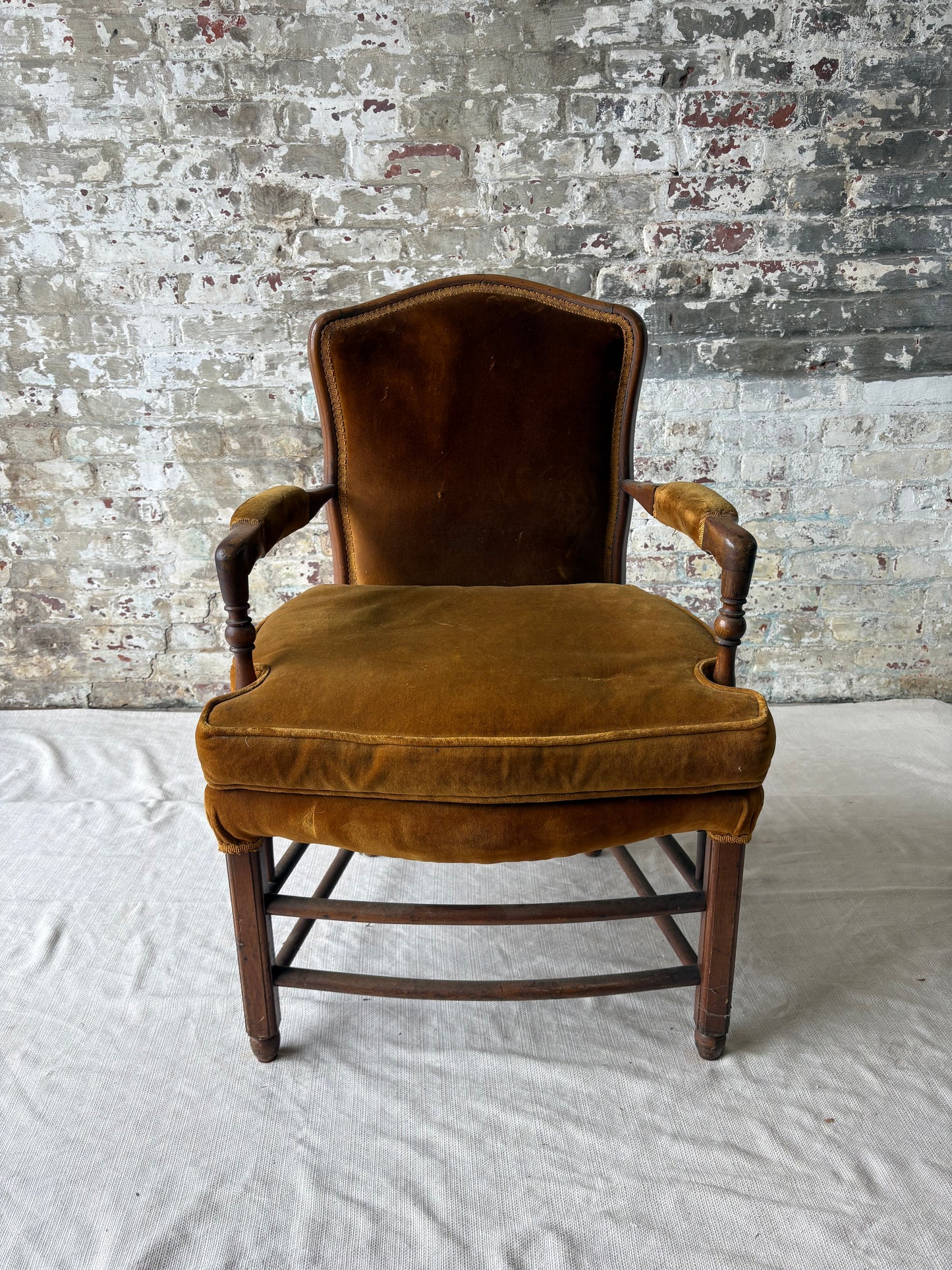 Antique Early American Upholstered Armchair
