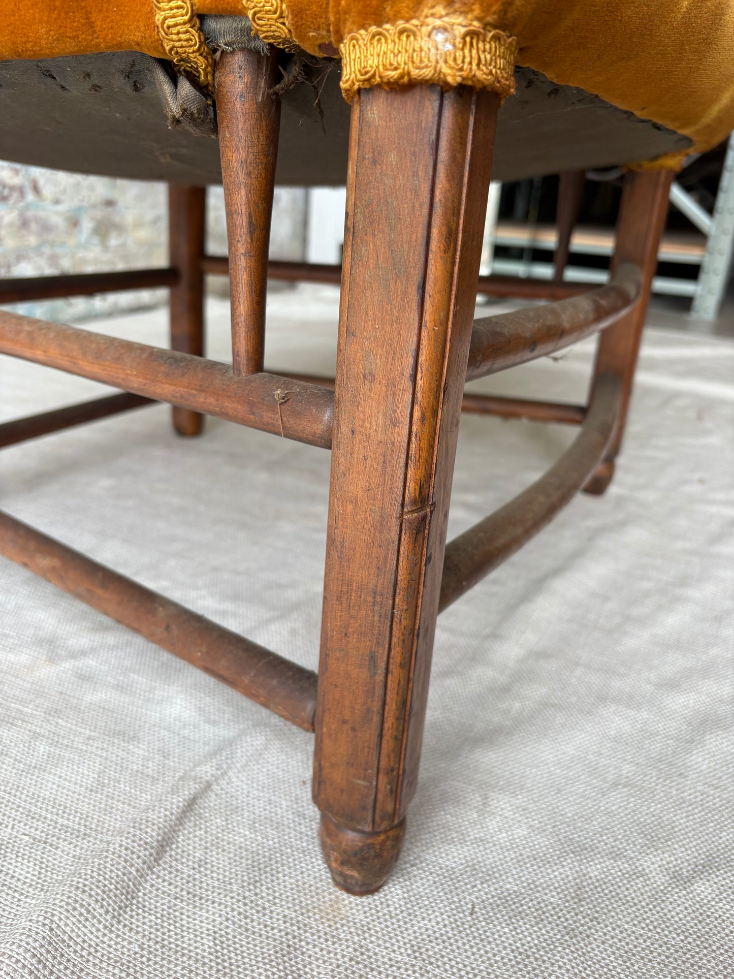 Antique Early American Upholstered Armchair