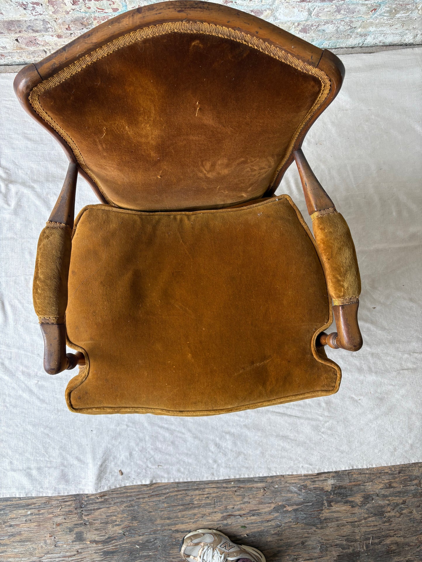 Antique Early American Upholstered Armchair