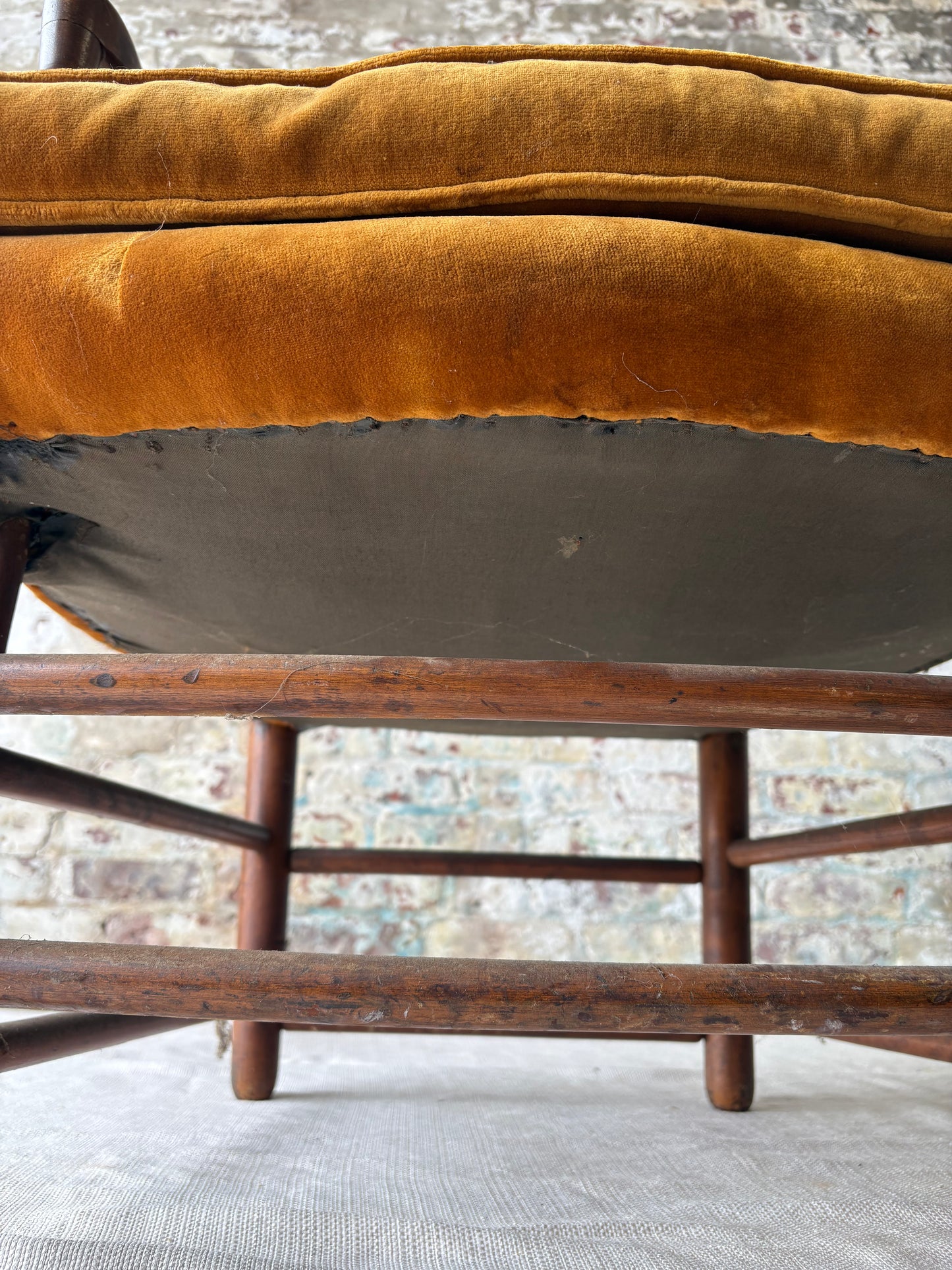 Antique Early American Upholstered Armchair