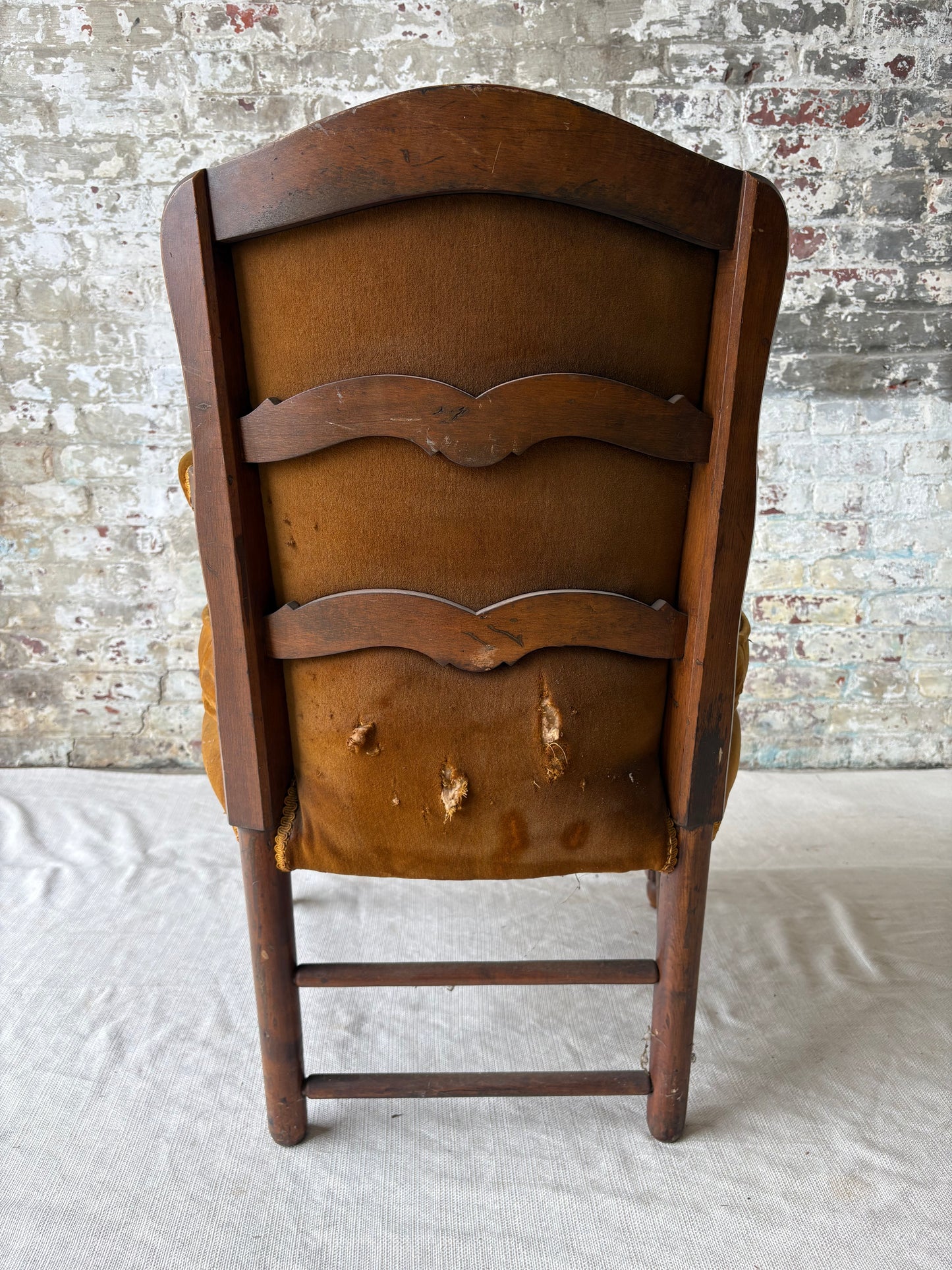 Antique Early American Upholstered Armchair