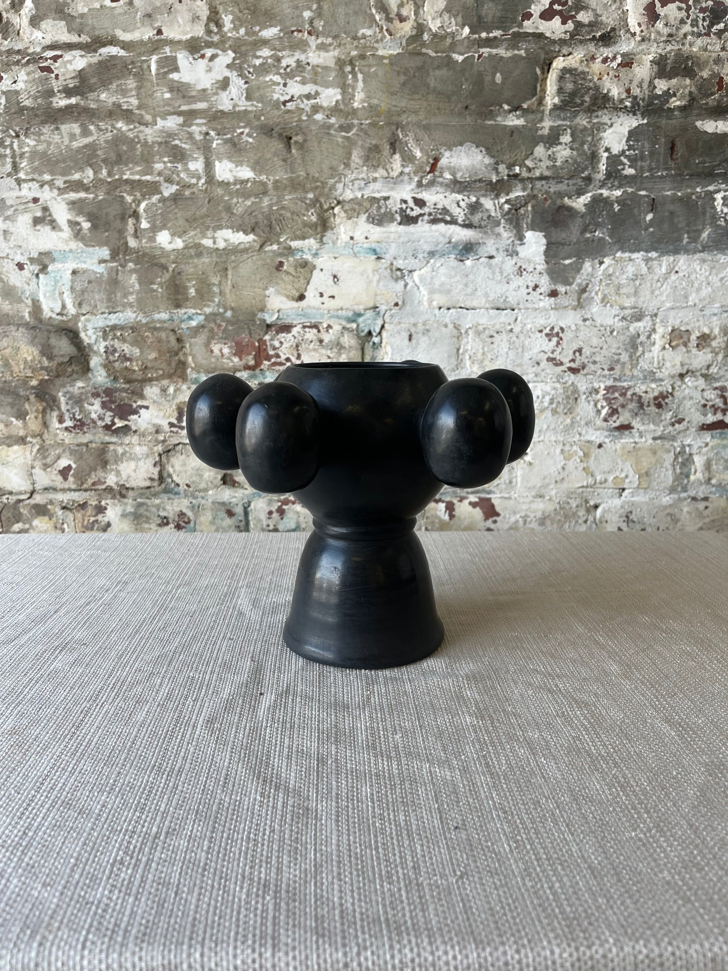 Handmade Black Ceramic Sculptural Vase – Modern Abstract Design