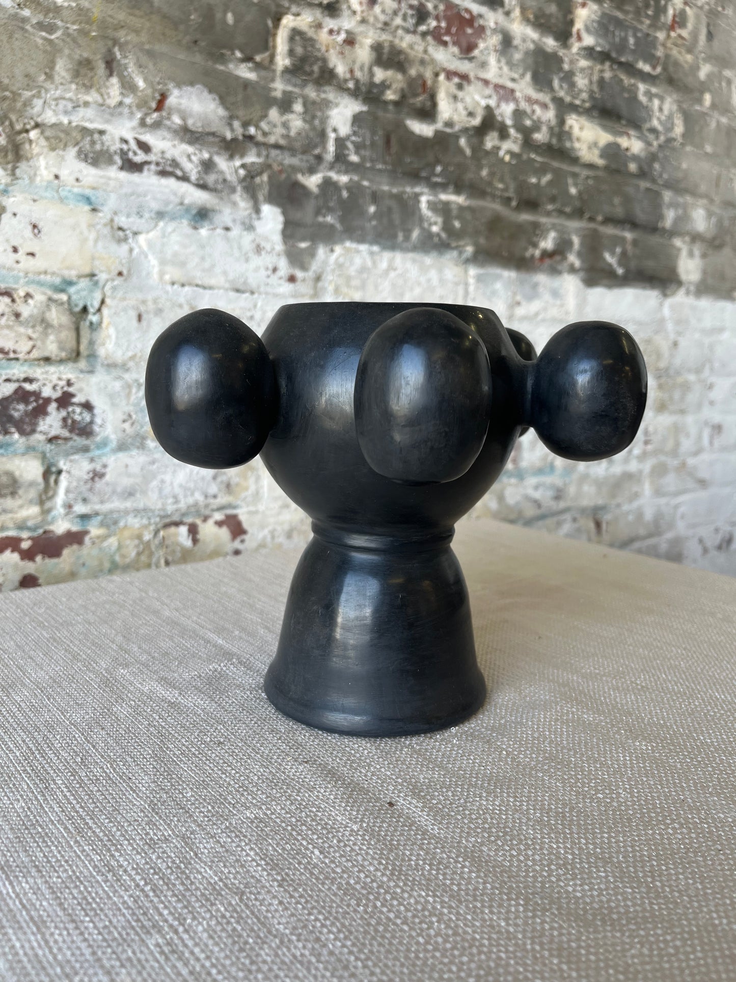 Handmade Black Ceramic Sculptural Vase – Modern Abstract Design