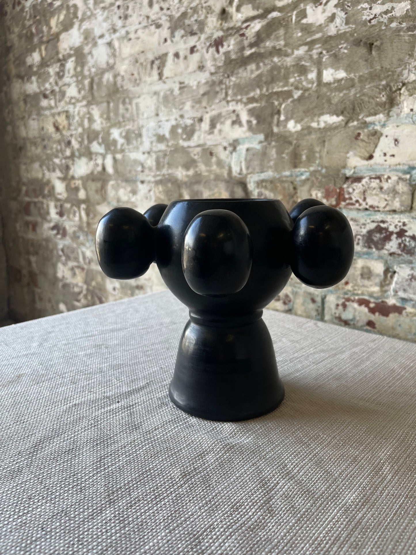 Handmade Black Ceramic Sculptural Vase – Modern Abstract Design