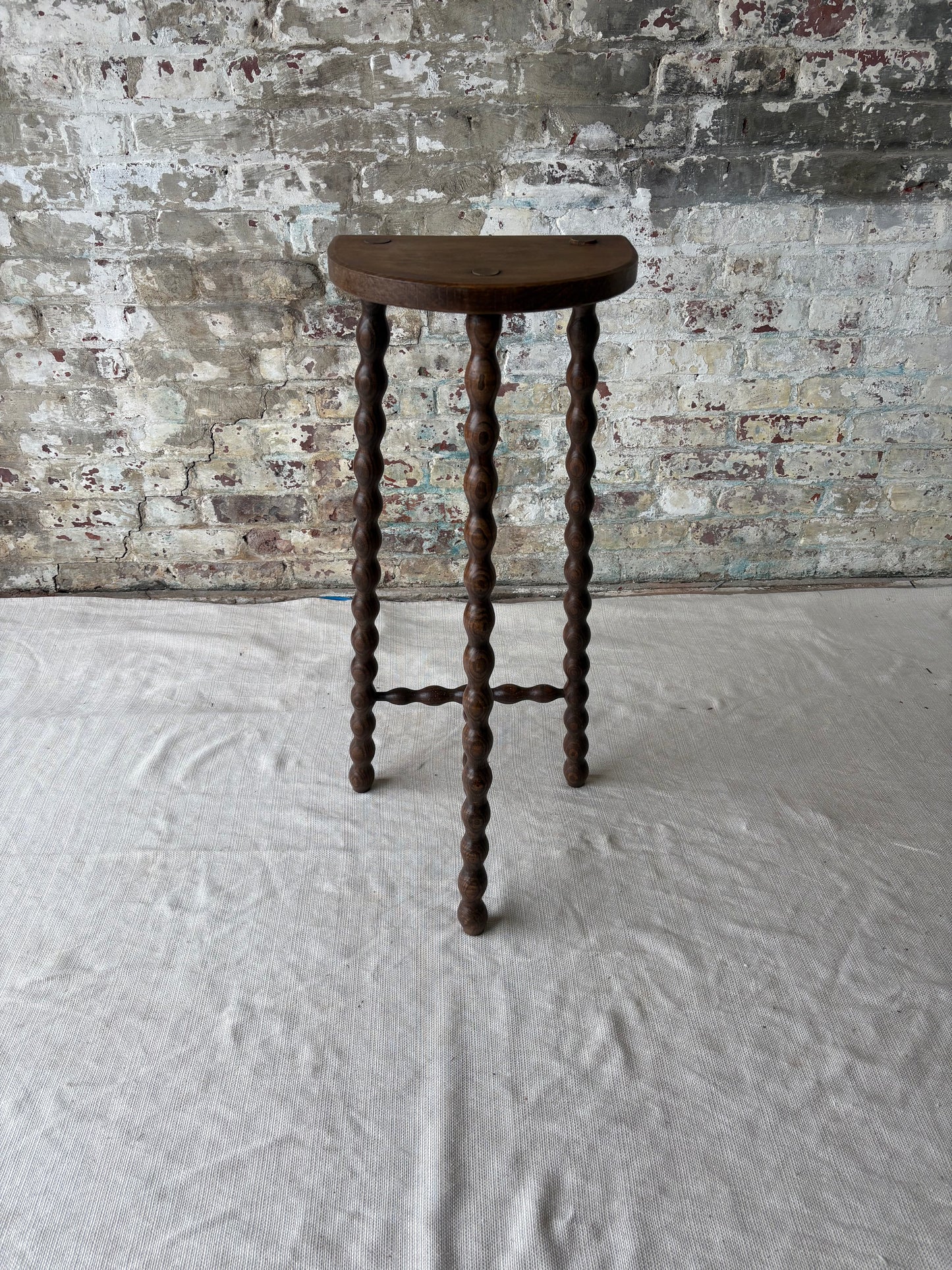 Vintage Demi-Lune Barley Twist Stool / Accent Table