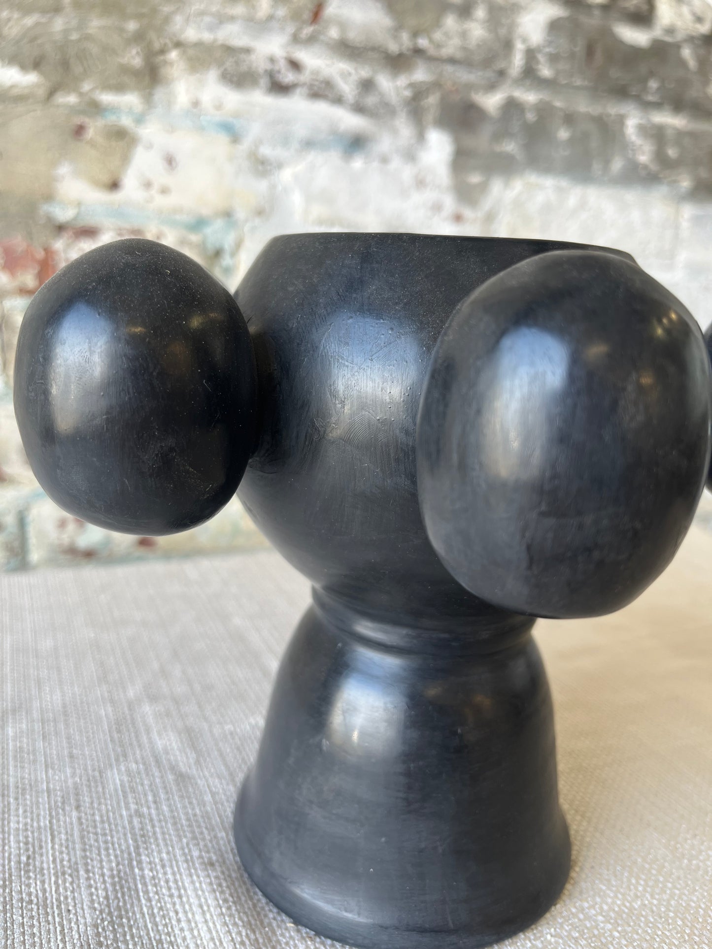 Handmade Black Ceramic Sculptural Vase – Modern Abstract Design