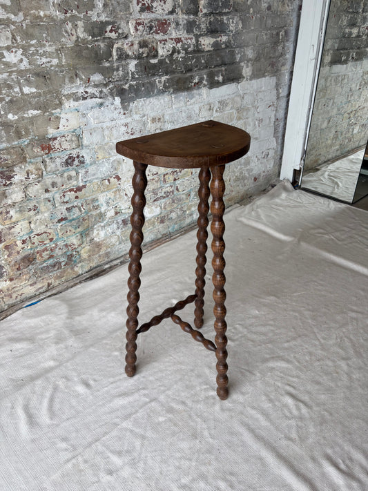 Vintage Demi-Lune Barley Twist Stool / Accent Table