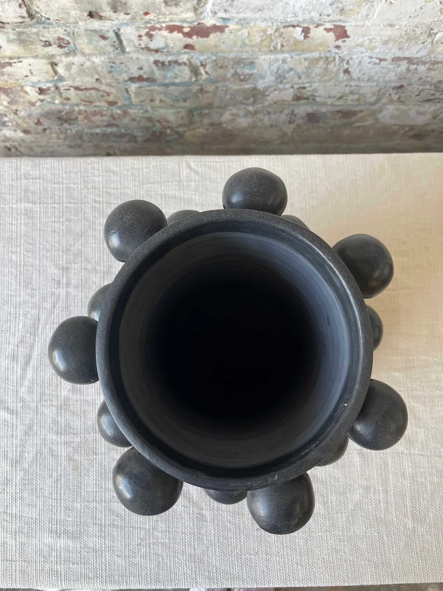 Bold Black Ceramic Vase with Sculptural Studs