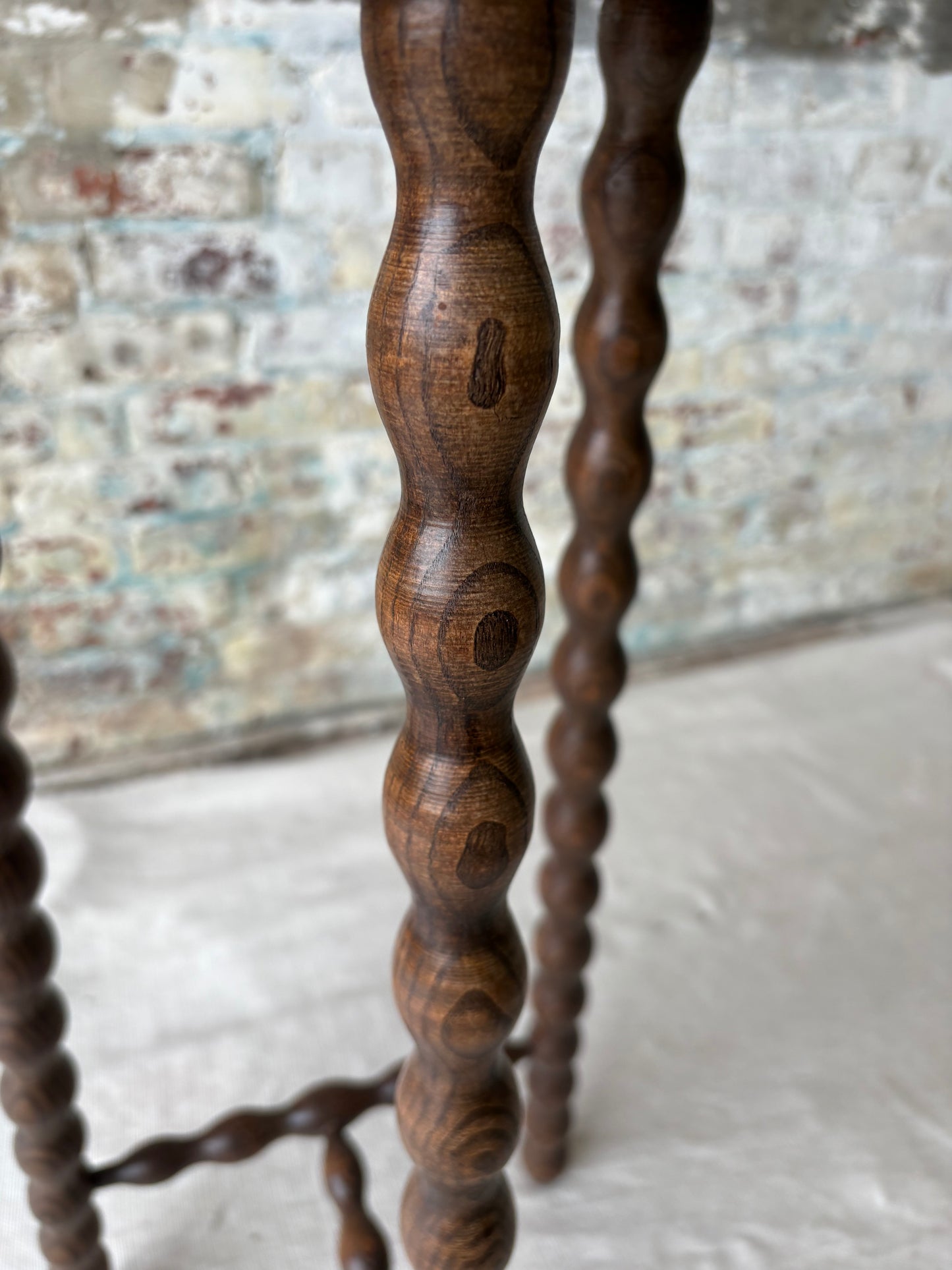 Vintage Demi-Lune Barley Twist Stool / Accent Table