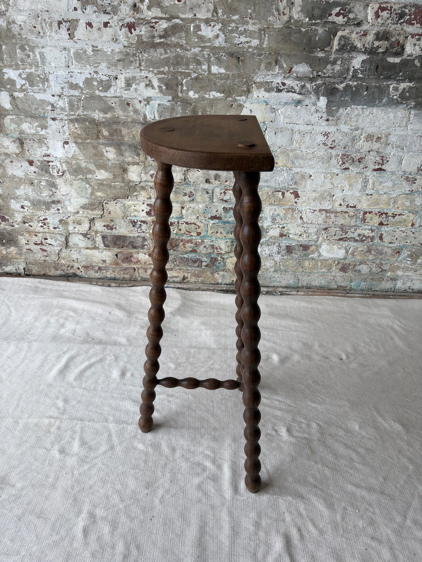 Vintage Demi-Lune Barley Twist Stool / Accent Table