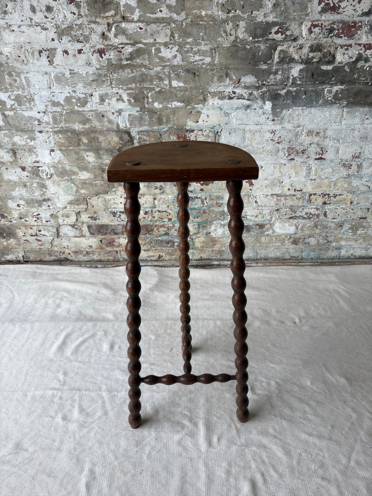 Vintage Demi-Lune Barley Twist Stool / Accent Table