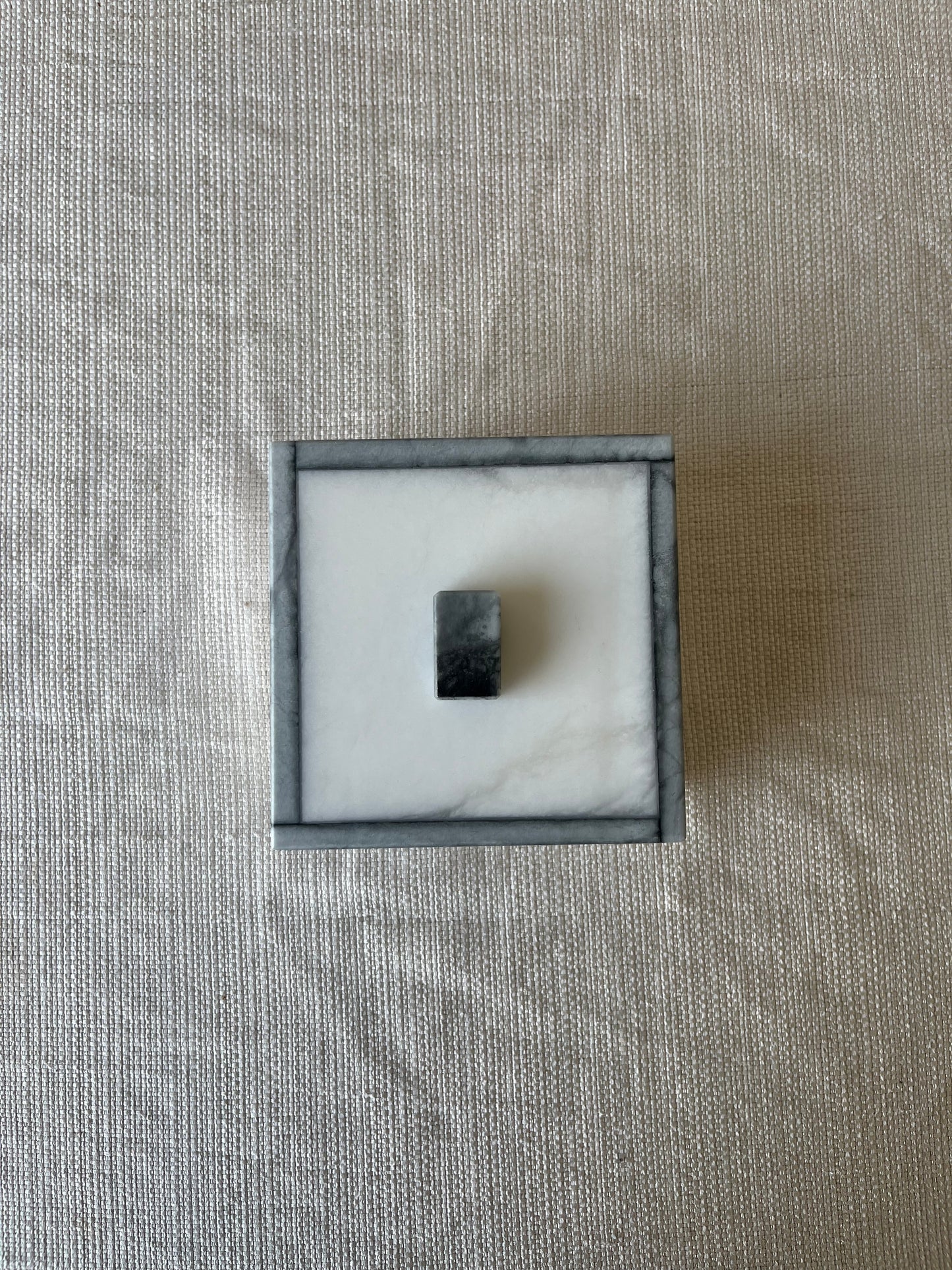 White Marble Lidded Box with Gray Veining