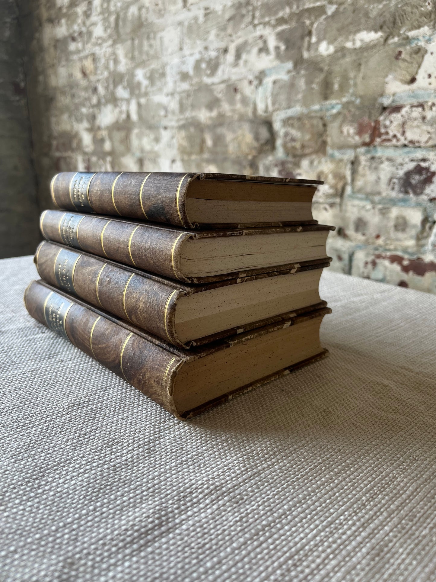 Antique European Book Set | Decorative Embossed Hardcovers | Set of 4