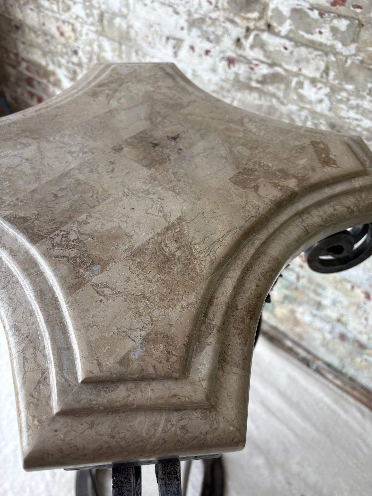 Vintage Marble Top Iron Pedestal Column