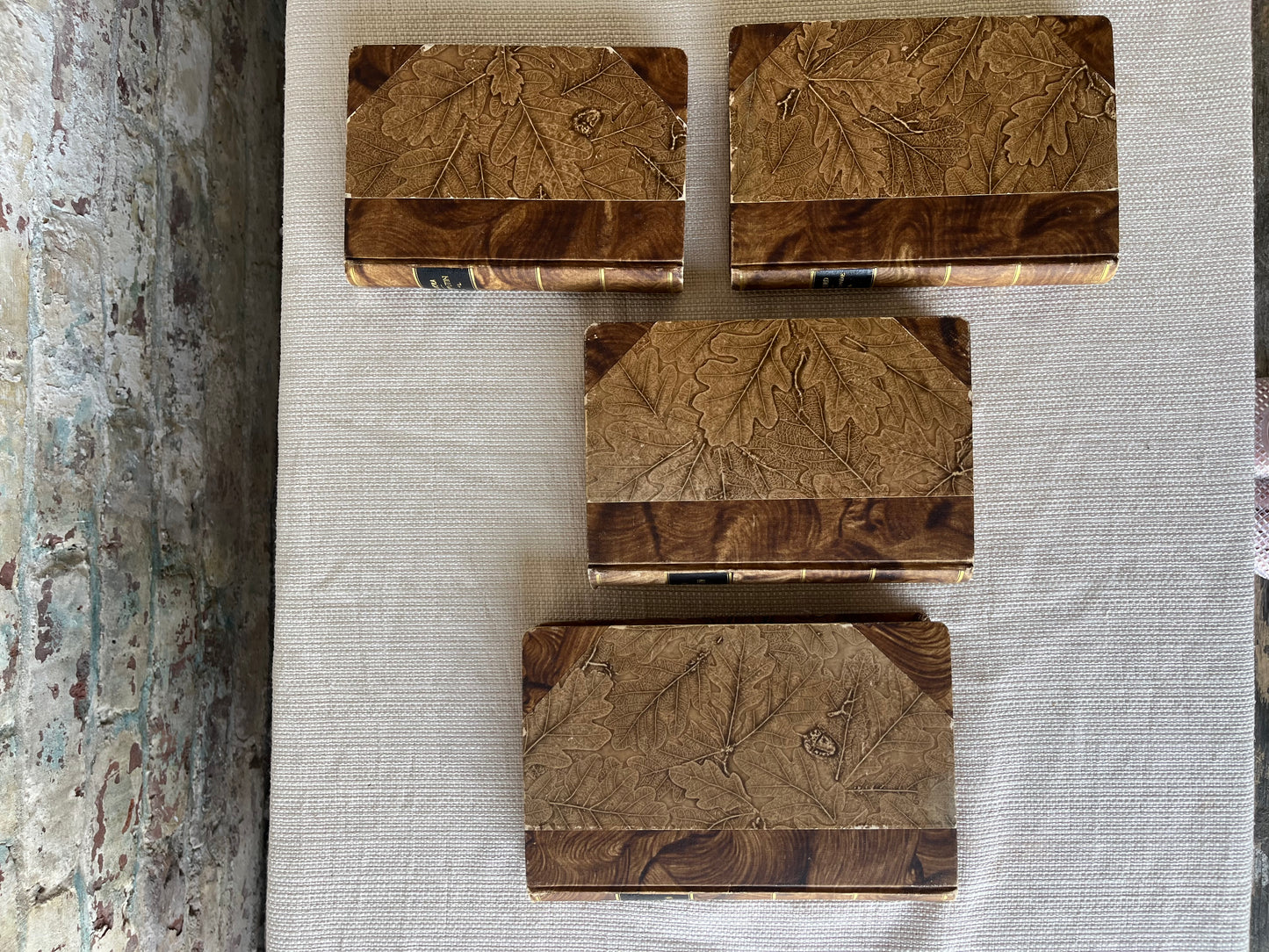 Antique European Book Set | Decorative Embossed Hardcovers | Set of 4