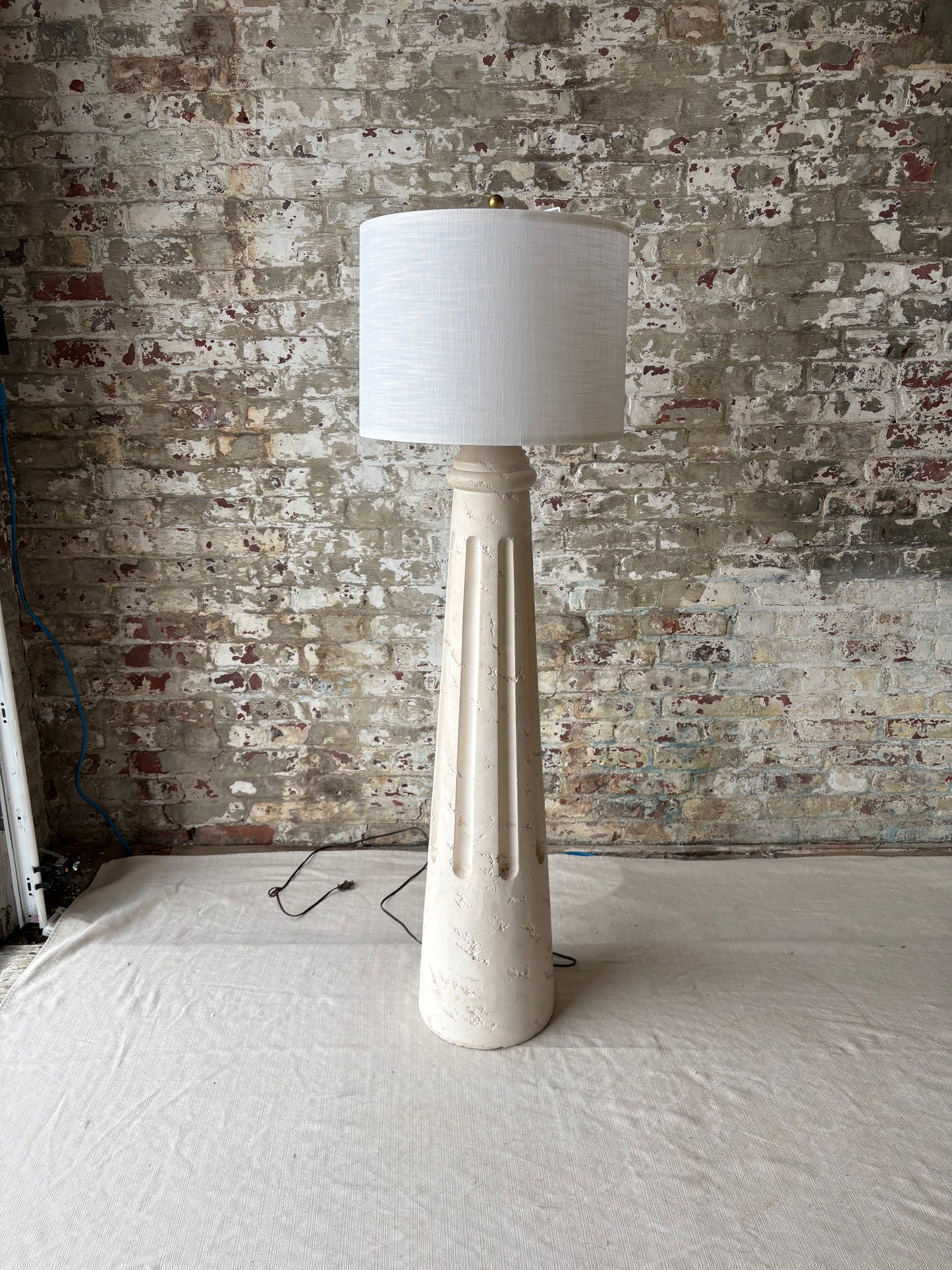 Vintage Greek Column Style Floor Lamp in Textured Plaster Finish