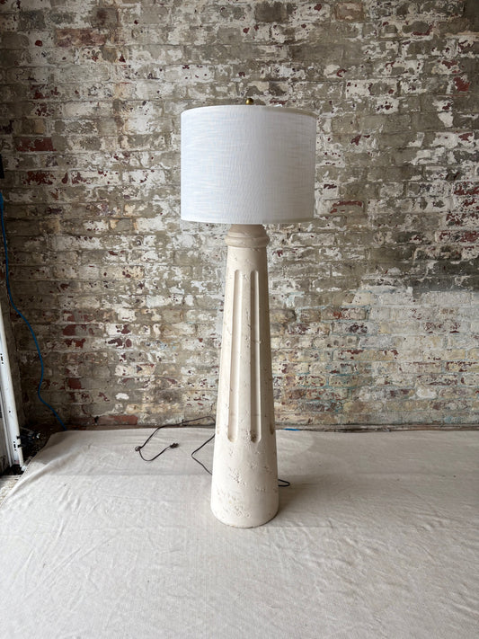 Vintage Greek Column Style Floor Lamp in Textured Plaster Finish