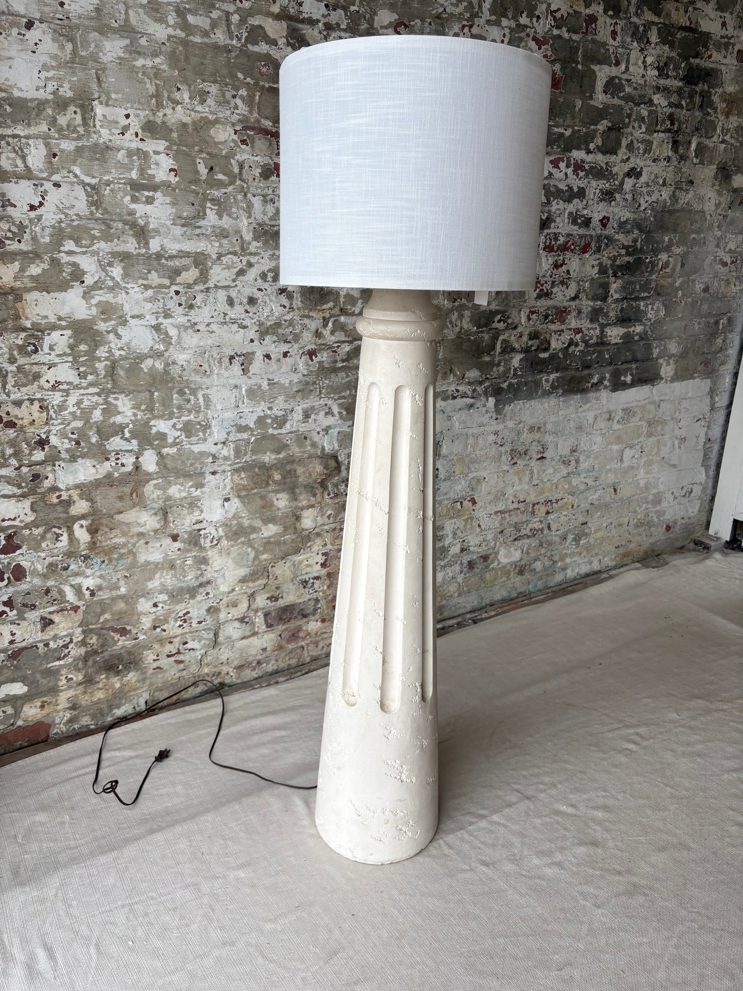 Vintage Greek Column Style Floor Lamp in Textured Plaster Finish
