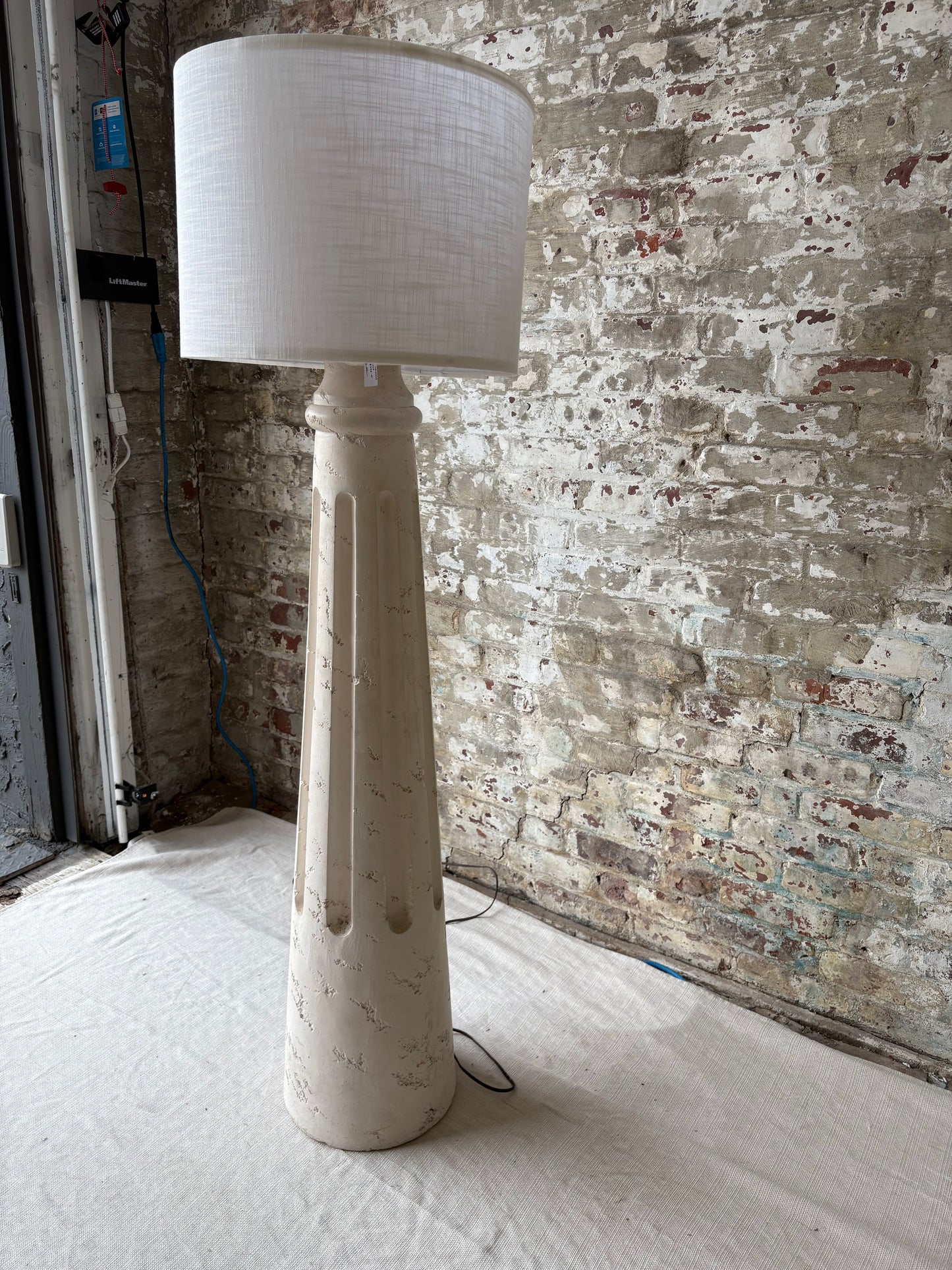 Vintage Greek Column Style Floor Lamp in Textured Plaster Finish