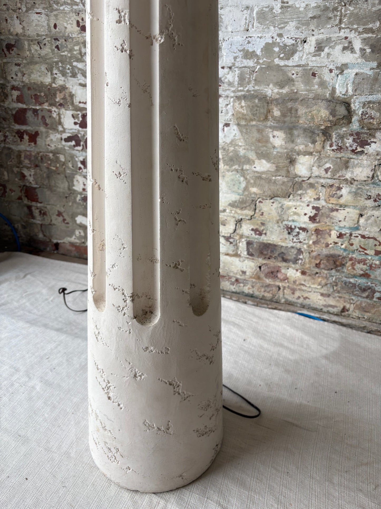 Vintage Greek Column Style Floor Lamp in Textured Plaster Finish